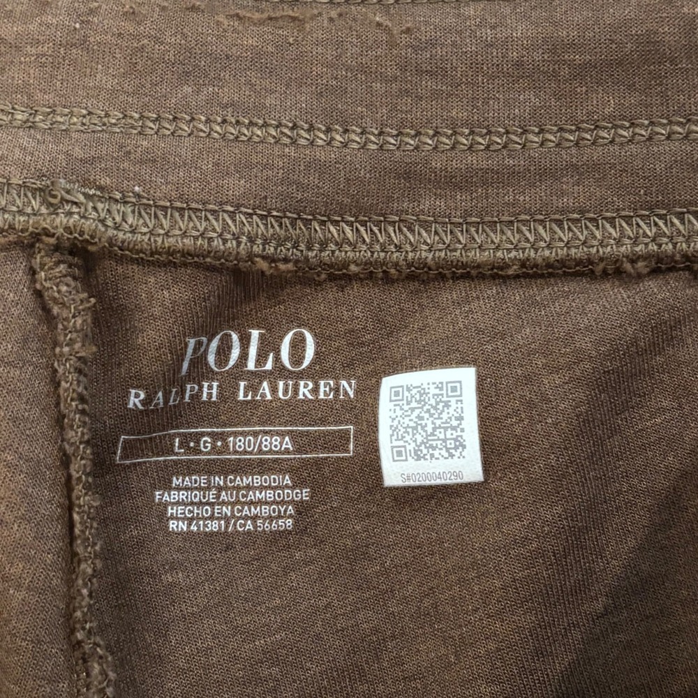 Polo Ralph Lauren Joggers Mens Large Brown Fleece Pony Logo Sweatpants Lounge - Picture 3 of 7
